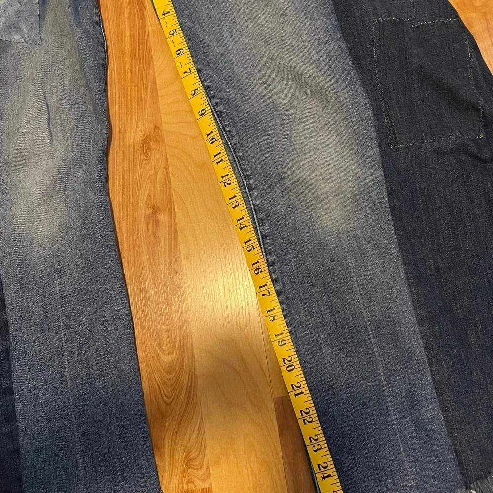 Upcycled Reworked MOTHER Superior 2 Tone Denim Barrels w Bronze Details sz 27 - Picture 9 of 17